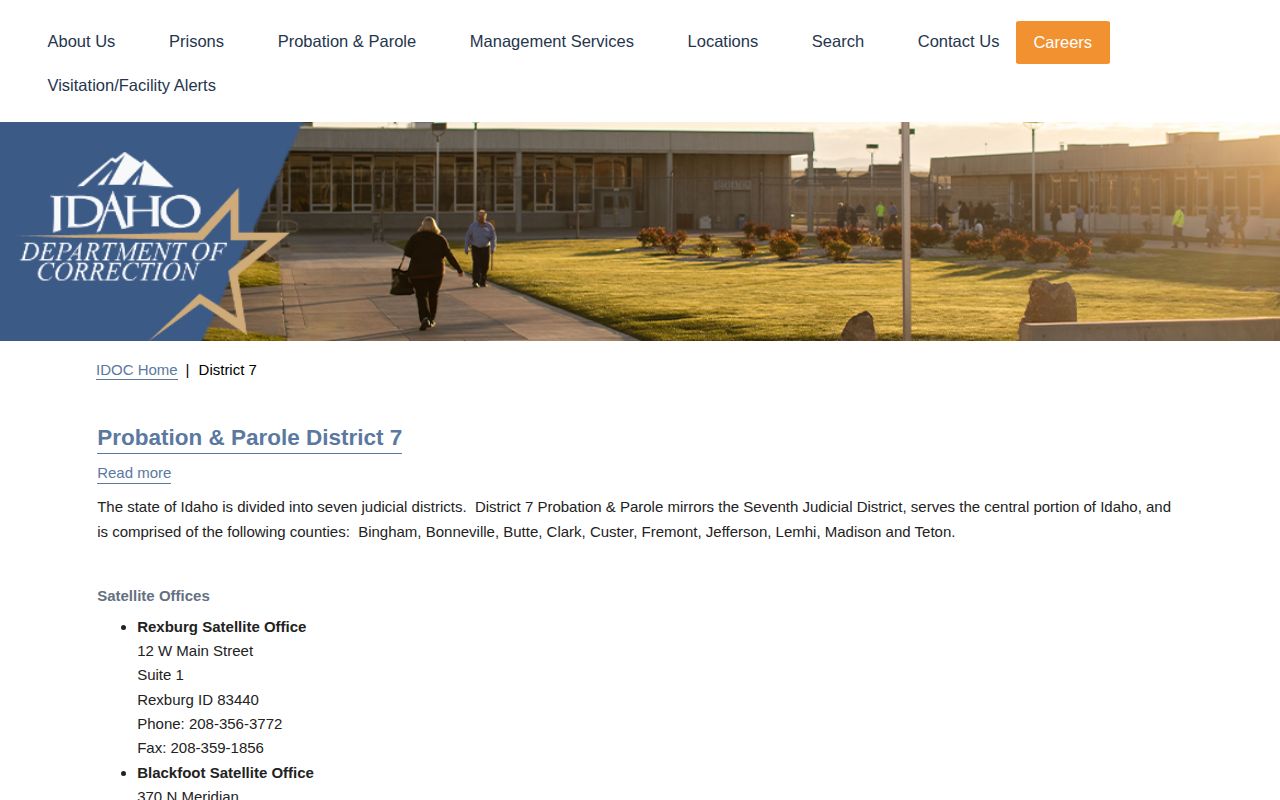 Fremont County probation and parole IDOC District 7 page
