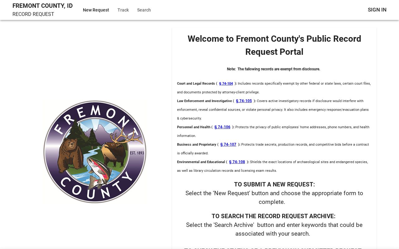 Fremont County release mugshots JustFOIA request portal