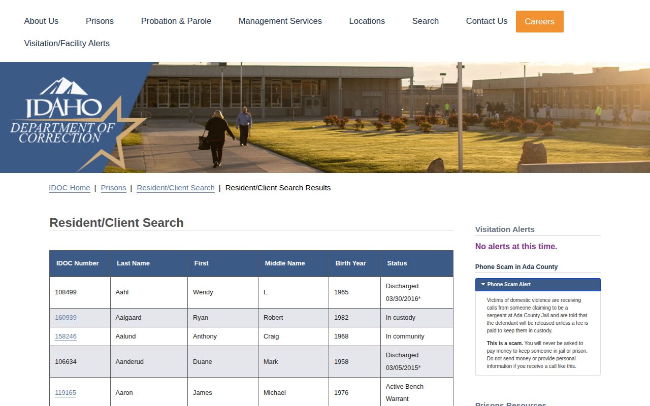 Fremont County projected release IDOC status results