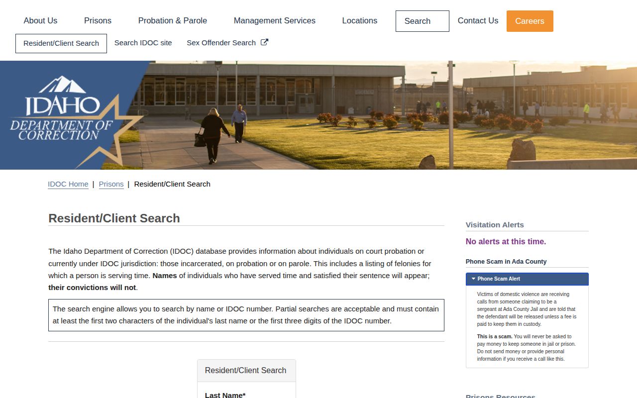 Fremont County released inmate IDOC search form
